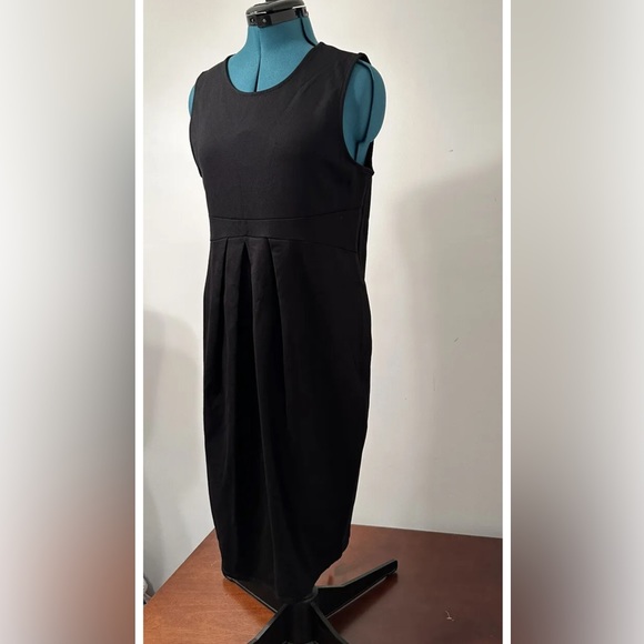 La Clef Maternity’s Women’s Black Sleeveless Stretch Pleated Waist Dress Size L - Picture 5 of 9